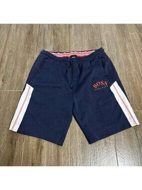 Hugo BOSS Headlo shorts blue with a red embroidered logo and white side panels L